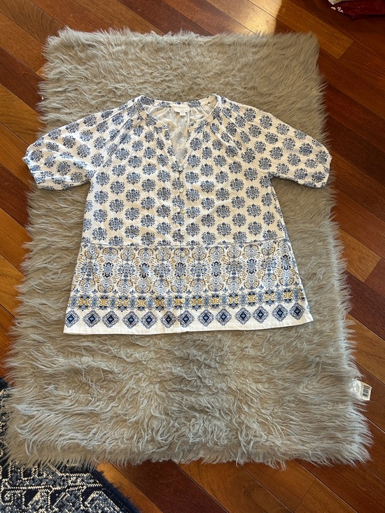 J. Jill Tops - J Jill Women’s‎ Blue and White Printed Short Sleeve Tunic Top